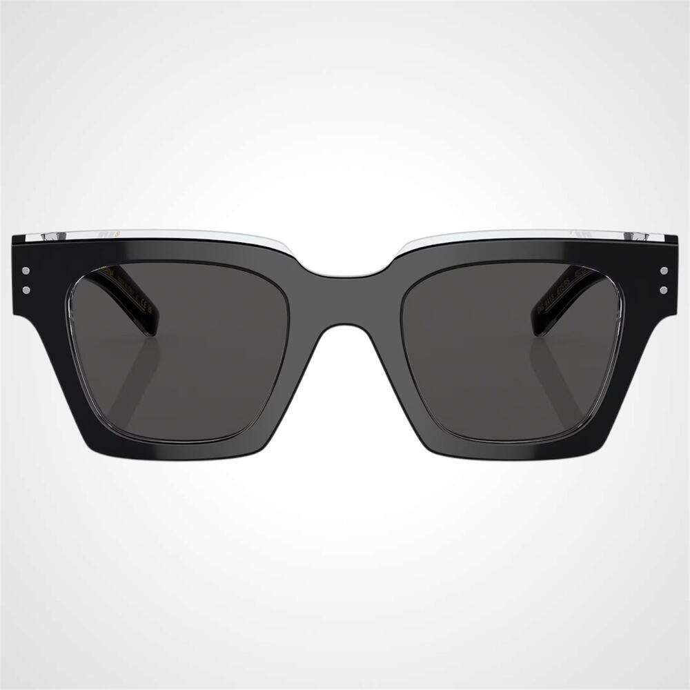 New Dolce & Gabbana Sunglasses Black Crystal Acetate Square Gray Lens - Picture 2 of 6